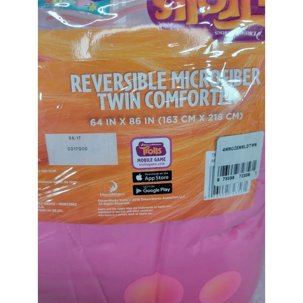 Franco Manufacturing Co DreamWorks Trolls Reversible Microfiber Twin Comforter